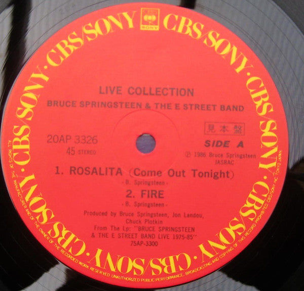 Bruce Springsteen & The E-Street Band - Live Collection (Vinyl, 12", 45 RPM, Maxi-Single, Promo) Near Mint (NM or M-) / Very Good (VG)