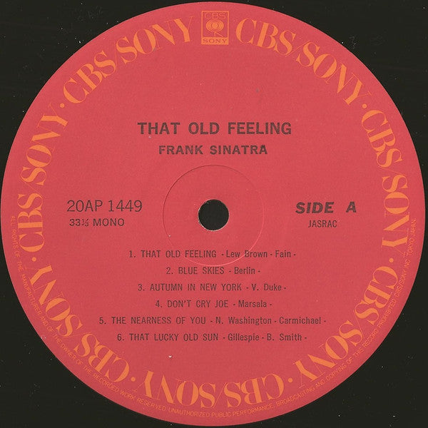 Frank Sinatra - That Old Feeling (Vinyl, LP, Compilation, Reissue, Mono) Very Good Plus (VG+) / Very Good Plus (VG+)