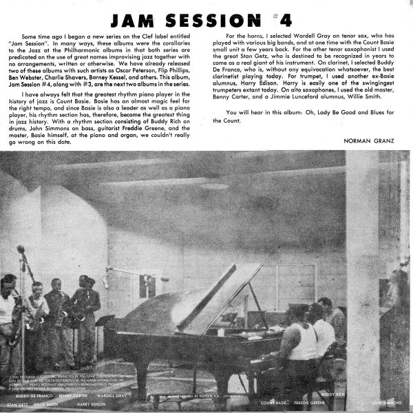 Various - Norman Granz' Jam Session #4 (Vinyl, LP, Album, Reissue, Mono) Very Good Plus (VG+) / Very Good Plus (VG+)