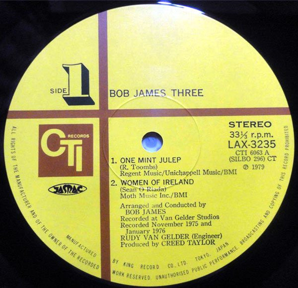 Bob James - Three (Vinyl, LP, Album, Limited Edition, Reissue, Stereo) Very Good (VG) / Very Good Plus (VG+)
