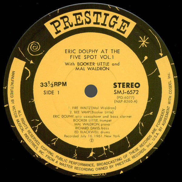 Eric Dolphy - At The Five Spot, Volume I. (Vinyl, LP, Album, Stereo...