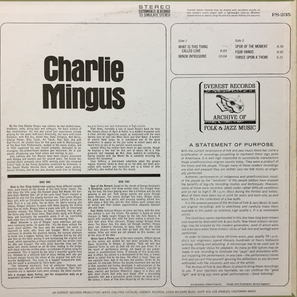 Charles Mingus - Charlie Mingus (Vinyl, LP, Compilation, Repress, Stereo) Very Good (VG) / Very Good (VG)