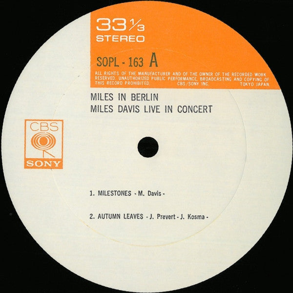 Miles Davis - Miles In Berlin (Vinyl, LP, Album, Reissue, Stereo)
