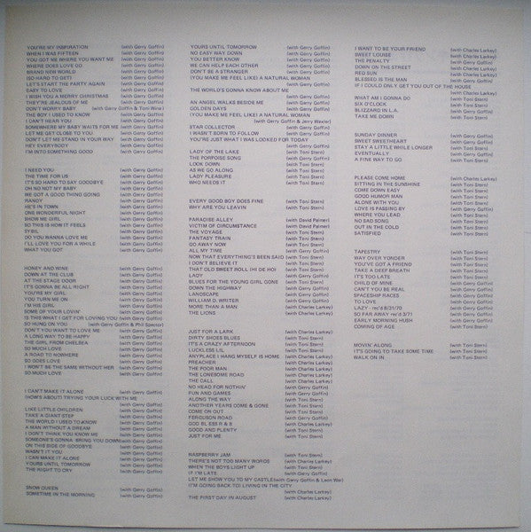 Carole King - Writer: Carole King (Vinyl, LP, Album) Very Good Plus (VG+) / Very Good Plus (VG+)