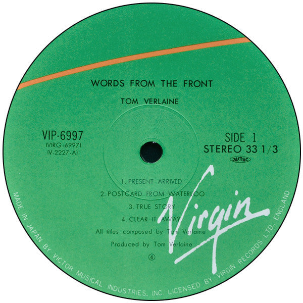 Tom Verlaine - Words From The Front (Vinyl, LP, Album) Very Good (VG) / Very Good (VG)