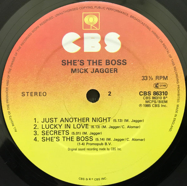 Mick Jagger - She's The Boss (Vinyl, LP, Album) Very Good Plus (VG+) / Very Good (VG)
