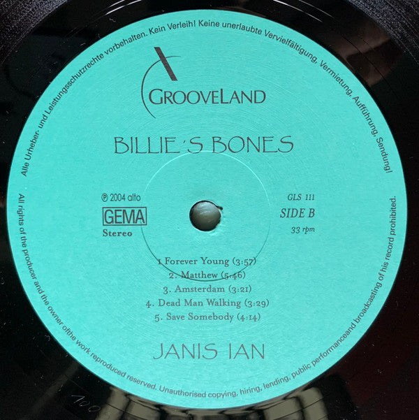 Janis Ian - Billie's Bones (Vinyl, Vinyl, LP, Album, 12", 45 RPM, Stereo) Very Good Plus (VG+) / Near Mint (NM or M-)