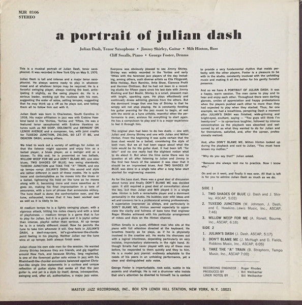 Julian Dash - A Portrait Of Julian Dash (Vinyl, LP) Good Plus (G+) / Very Good Plus (VG+)