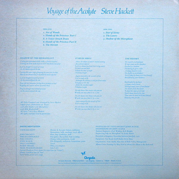 Steve Hackett - Voyage Of The Acolyte (Vinyl, LP, Album, Repress) Very Good (VG) / Near Mint (NM or M-)