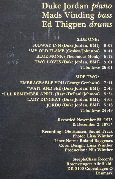 Duke Jordan Trio - Two Loves (Vinyl, LP, Album, Stereo) Very Good (VG) / Good Plus (G+)