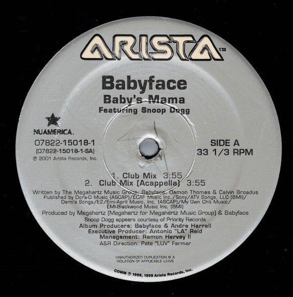 Babyface - Baby's Mama (Vinyl, 12", 33 ⅓ RPM) Very Good (VG) / Good Plus (G+)