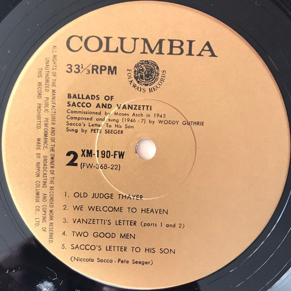 Woody Guthrie - Ballads Of Sacco & Vanzetti (Vinyl, LP) Very Good Plus (VG+) / Very Good Plus (VG+)
