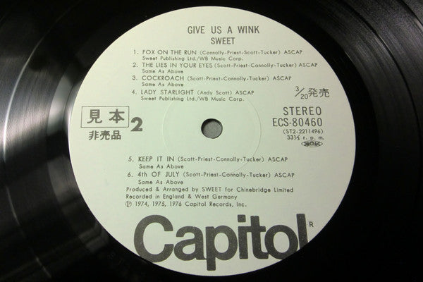 The Sweet - Give Us A Wink = 甘い誘惑 (Vinyl, LP, Album, Promo) Very Good (VG) / Very Good Plus (VG+)