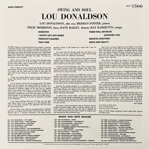 Lou Donaldson Quintet - Swing And Soul (Vinyl, LP, Album, Mono, Rei...