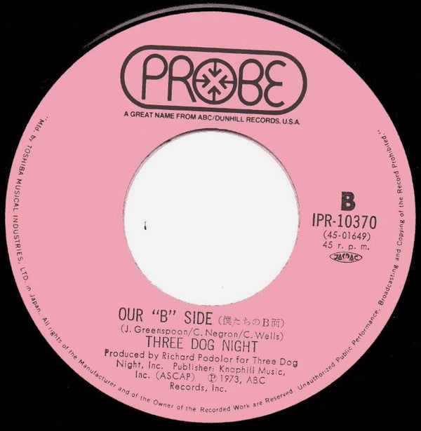 Three Dog Night - Shambala (Vinyl, 7", 45 RPM, Single) Very Good Plus (VG+) / Very Good (VG)