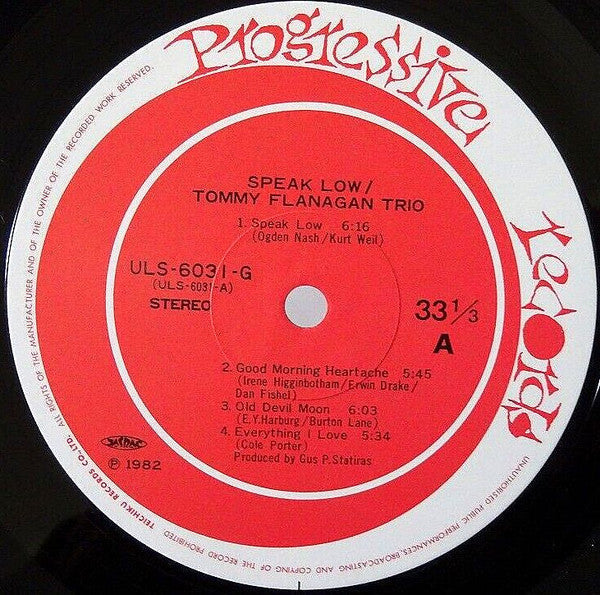 Tommy Flanagan Trio - Speak Low (Vinyl, LP, Album) Very Good Plus (VG+) / Very Good (VG)