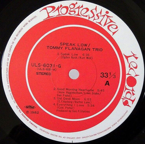 Tommy Flanagan Trio - Speak Low (Vinyl, LP, Album) Very Good Plus (VG+) / Very Good Plus (VG+)