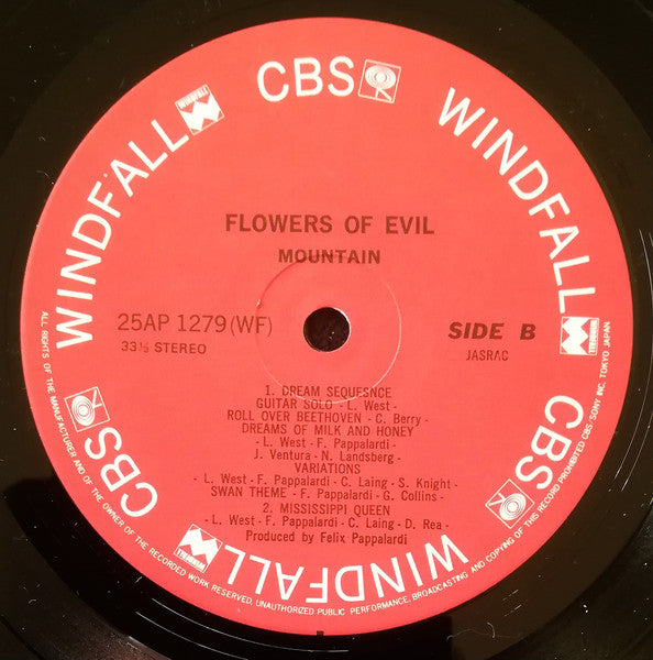 Mountain - Flowers Of Evil (Vinyl, LP, Album, Reissue) Very Good (VG) / Very Good (VG)