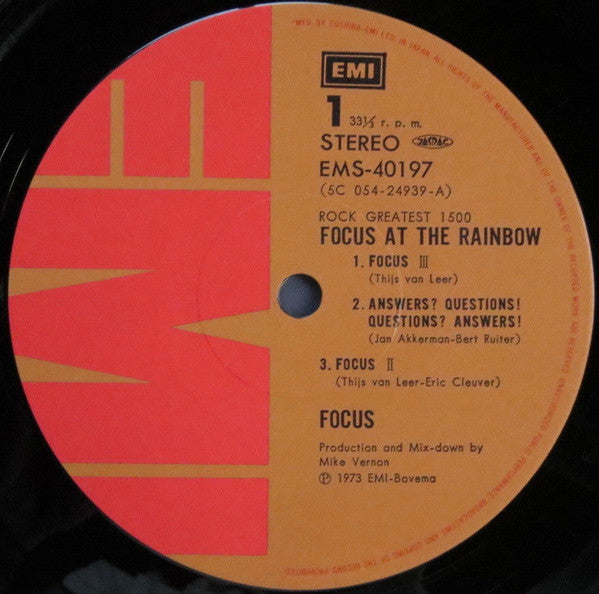 Focus (2) - Focus At The Rainbow (Vinyl, LP, Album, Reissue)