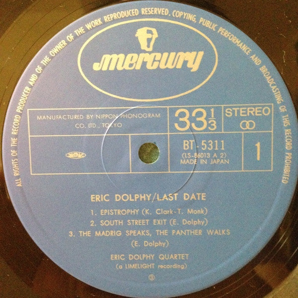 Eric Dolphy - Last Date (Vinyl, LP, Album, Reissue, Stereo)