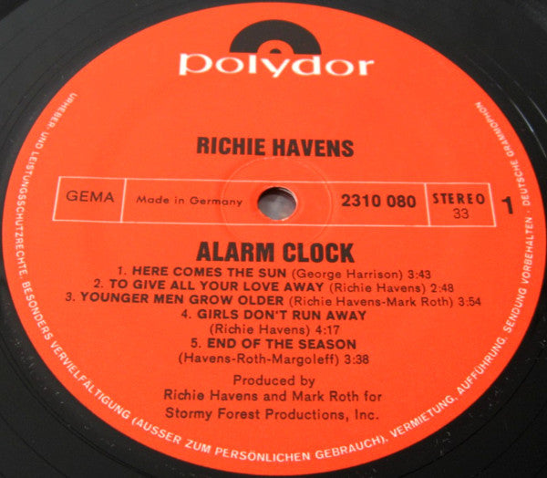 Richie Havens - Alarm Clock (Vinyl, LP, Album) Good Plus (G+) / Very Good (VG)