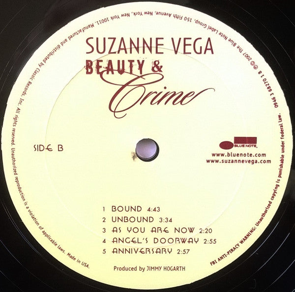 Suzanne Vega - Beauty & Crime (Vinyl, LP, Album) Very Good Plus (VG+) / Near Mint (NM or M-)