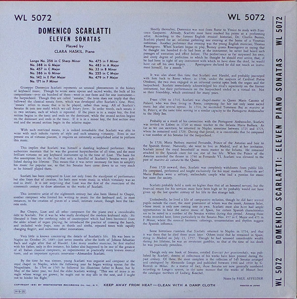 Domenico Scarlatti - 11 Sonatas (Vinyl, LP, Album, Reissue, Mono) Very Good Plus (VG+) / Near Mint (NM or M-)