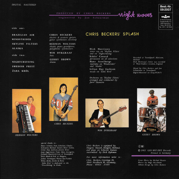Chris Beckers Splash - Night Moves (Vinyl, LP, Album) Near Mint (NM or M-) / Very Good Plus (VG+)
