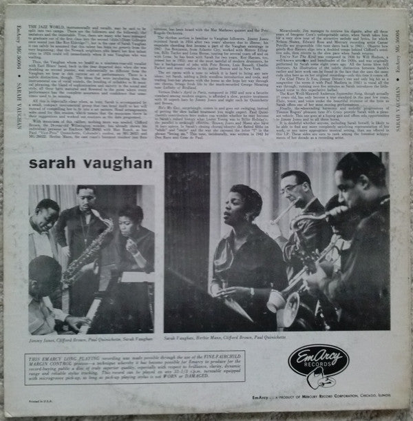 Sarah Vaughan - Sarah Vaughan (Vinyl, LP, Album, Reissue, Mono)