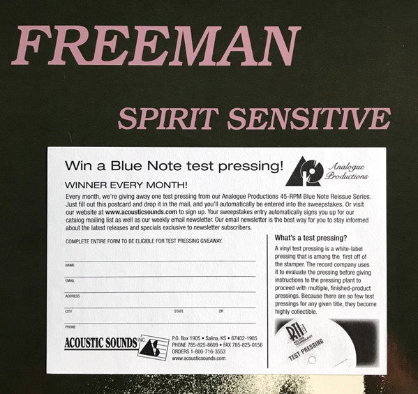 Chico Freeman - Spirit Sensitive (Vinyl, LP, Album, Limited Edition, Numbered, Reissue, Stereo) Very Good (VG) / Very Good Plus (VG+)