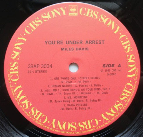 Miles Davis - You're Under Arrest (Vinyl, LP, Album)