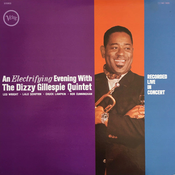 Dizzy Gillespie Quintet - An Electrifying Evening With The Dizzy Gillespie Quintet - Recorded Live In Concert (Vinyl, LP, Album, Reissue) Very Good Plus (VG+) / Very Good Plus (VG+)