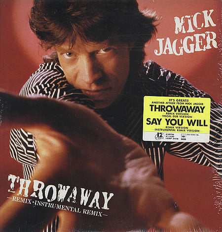 Mick Jagger - Throwaway / Say You Will (Vinyl, 12", Maxi-Single, Promo) Very Good Plus (VG+) / Fair (F)