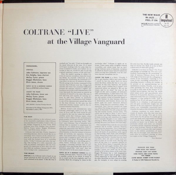 John Coltrane - "Live" At The Village Vanguard (Vinyl, LP, Album, R...
