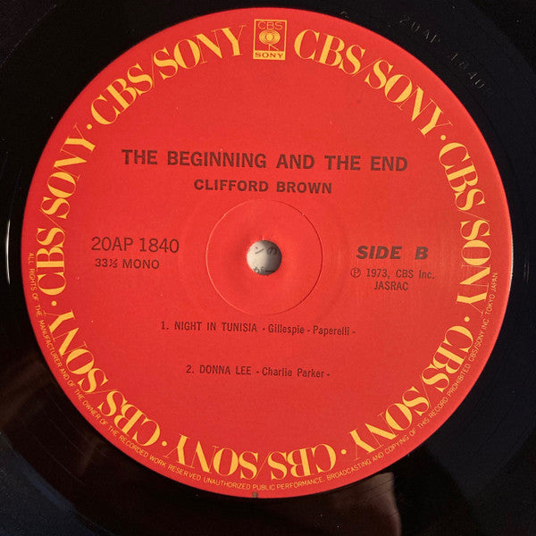 Clifford Brown - The Beginning And The End (Vinyl, LP, Album, Reissue, Mono) Very Good Plus (VG+) / Very Good Plus (VG+)