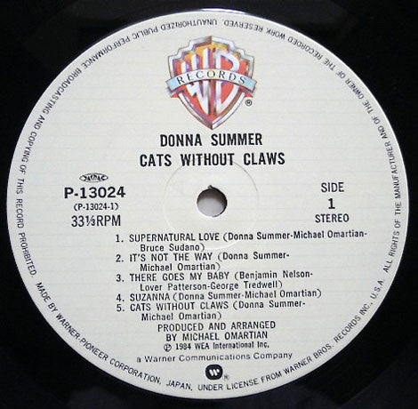 Donna Summer - Cats Without Claws (Vinyl, LP, Album, Stereo)