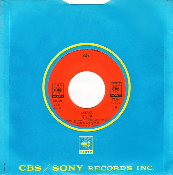 Simon & Garfunkel - America (Vinyl, 7", 45 RPM, Single) Very Good (VG) / Very Good (VG)