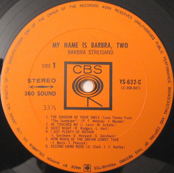 Barbra Streisand - My Name Is Barbra, Two... (Vinyl, LP, Album) Very Good Plus (VG+) / Very Good Plus (VG+)