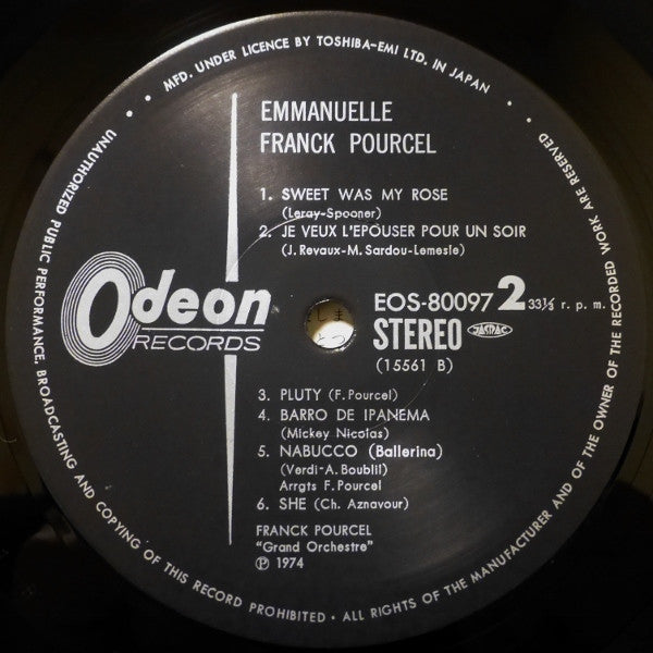 Franck Pourcel Et Son Grand Orchestre - Emmanuelle (Vinyl, LP, Album, Stereo) Very Good Plus (VG+) / Very Good (VG)