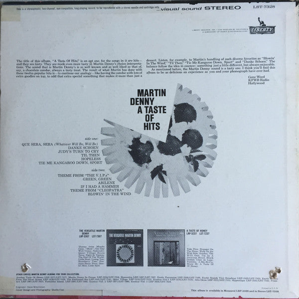 Martin Denny - A Taste Of Hits (Vinyl, LP, Album, Stereo) Very Good (VG) / Good Plus (G+)