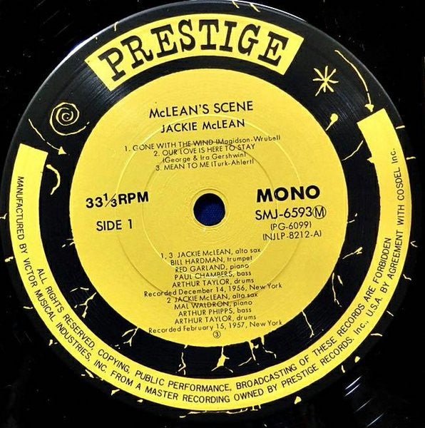 Jackie McLean - McLean's Scene (Vinyl, LP, Album, Mono, Reissue) Very Good Plus (VG+) / Very Good Plus (VG+)