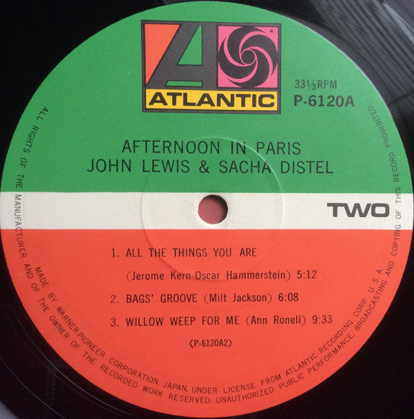 John Lewis (2) - Afternoon In Paris (Vinyl, LP, Album, Reissue, Mono) Good Plus (G+) / Very Good (VG)