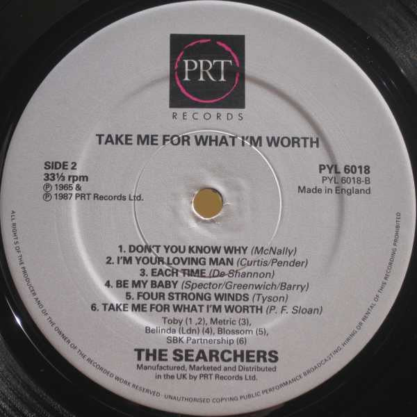 The Searchers - Take Me For What I'm Worth (Vinyl, LP, Album, Reissue, Stereo) Very Good Plus (VG+) / Good Plus (G+)