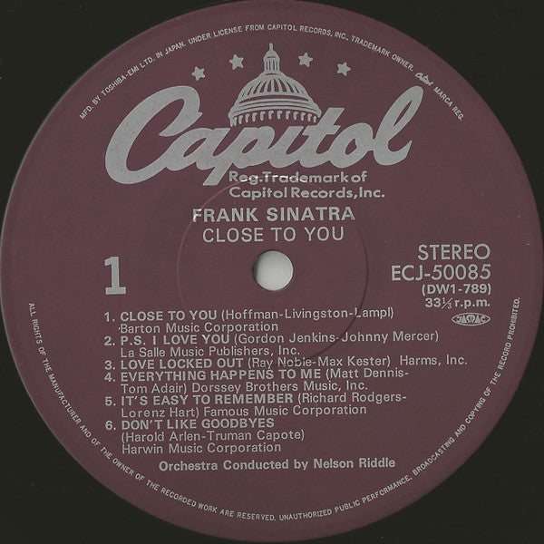 Frank Sinatra - Close To You (Vinyl, LP, Album, Reissue, Stereo) Very Good (VG) / Very Good (VG)
