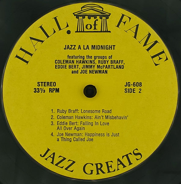Coleman Hawkins - Jazz A La Midnight (Vinyl, LP, Compilation, Reissue, Stereo) Very Good Plus (VG+) / Very Good Plus (VG+)