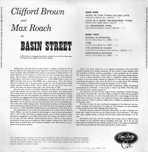 Clifford Brown And Max Roach - At Basin Street (Vinyl, LP, Album, R...