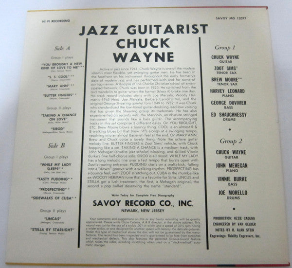 Chuck Wayne - The Jazz Guitarist (Vinyl, LP, Album, Reissue, Mono) Very Good Plus (VG+) / Very Good Plus (VG+)