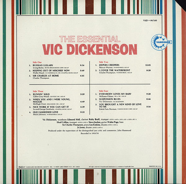 Vic Dickenson - The Essential Vic Dickenson (2xVinyl, LP, Compilation) Very Good (VG) / Very Good Plus (VG+)