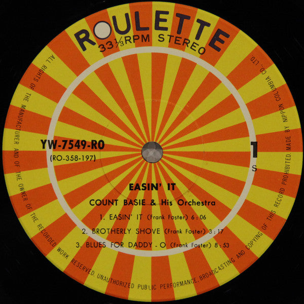 Count Basie Orchestra - Easin' It (Vinyl, LP, Album) Very Good (VG) / Good Plus (G+)