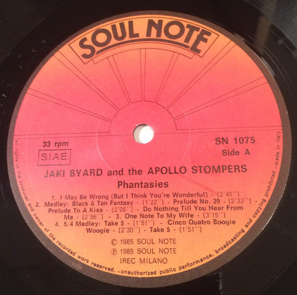 Jaki Byard And The Apollo Stompers - Phantasies (Vinyl, LP, Album)